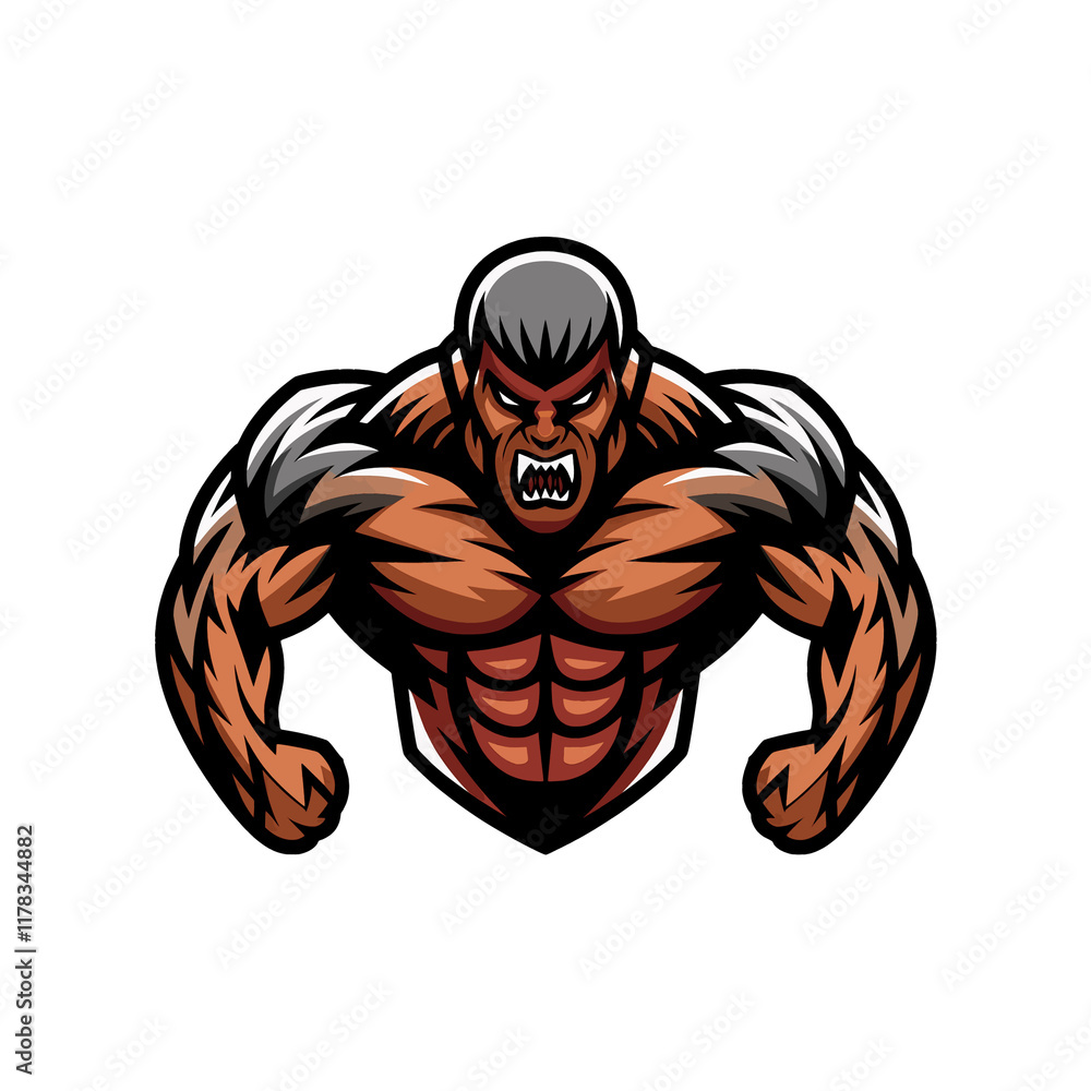 bodybuilder angry design logo illustration bodybuilder angry design logo illustration