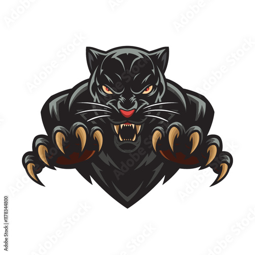 black panther logo attacking with its claws illustration design