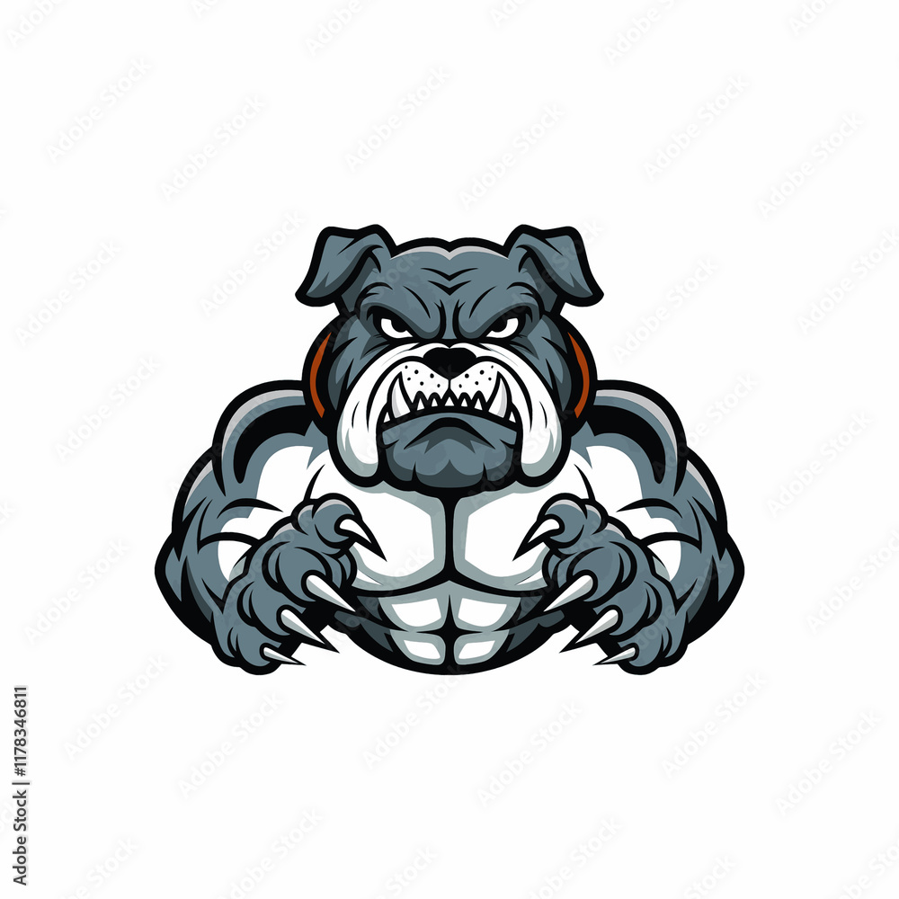 bulldog illustration muscular logo attacking with claws bulldog illustration muscular logo attacking with claws