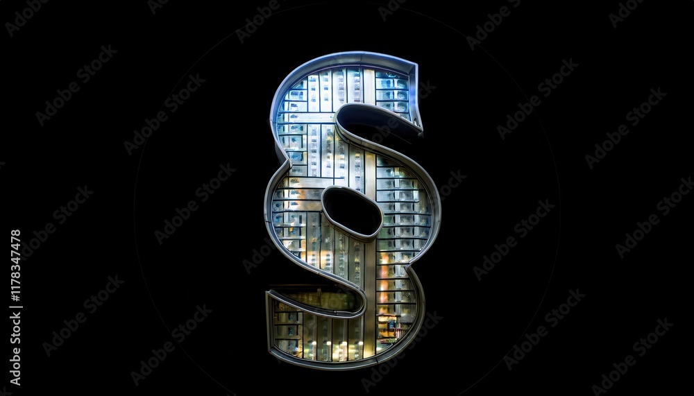 Obraz premium Modern Architectural Building Shaped Like Legal Symbol