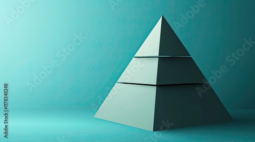 A D pyramid infographic with hollow sections for inserting data, set against a minimalist background.
