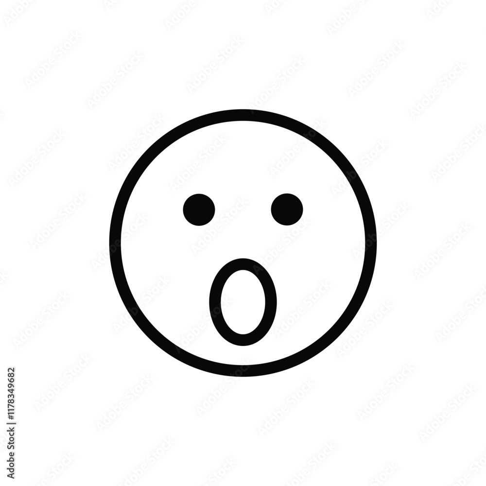 shocked face emoji surprised expression outline vector shocked face emoji surprised expression outline vector