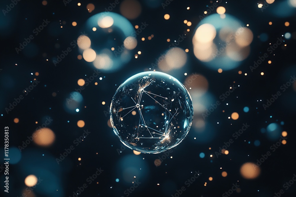 Abstract Sphere with Network Connections and Glowing Particles: A Visual Exploration of Connectivity and Digital Worlds Abstract Sphere with Network Connections and Glowing Particles: A Visual Exploration of Connectivity and Digital Worlds