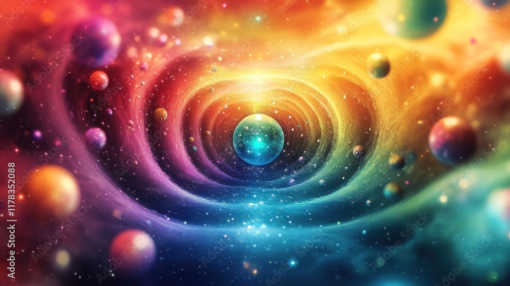 Obraz premium Colorful cosmic portal swirling nebula galaxy background
