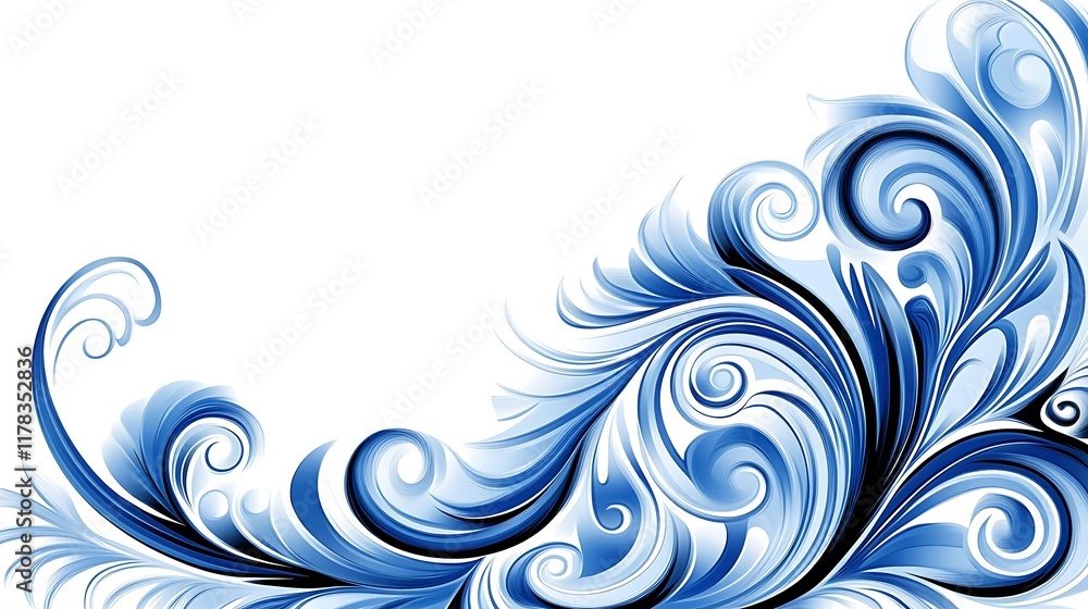 Abstract Blue Swirling Floral Design Corner Abstract Blue Swirling Floral Design Corner