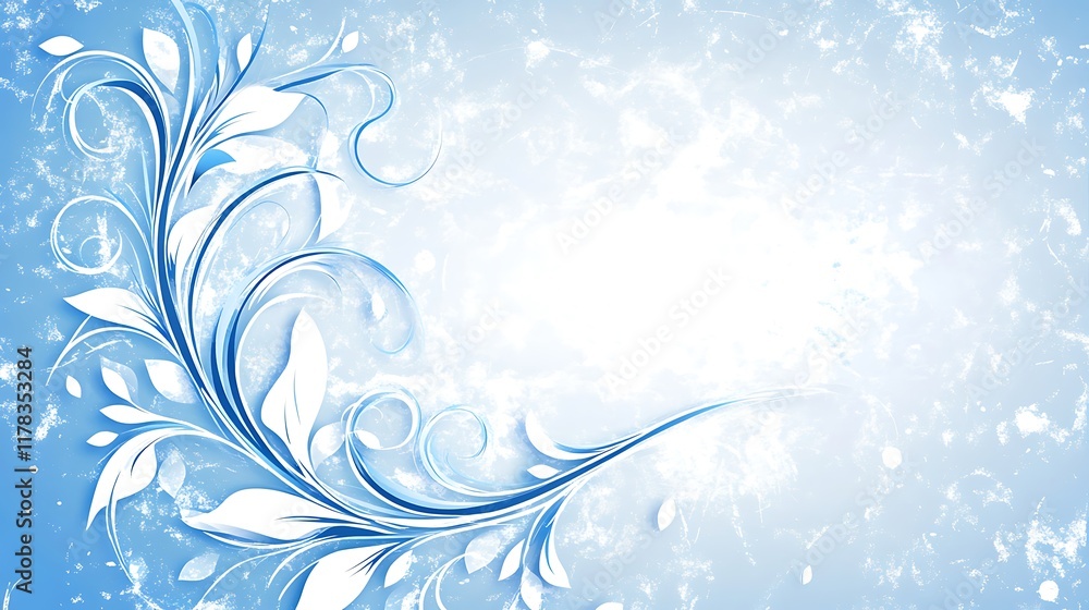 Elegant Blue Floral Design On A Light Blue Background Elegant Blue Floral Design On A Light Blue Background