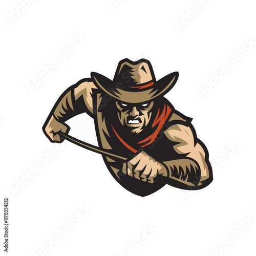 cowboy malignant design logo illustration on white background