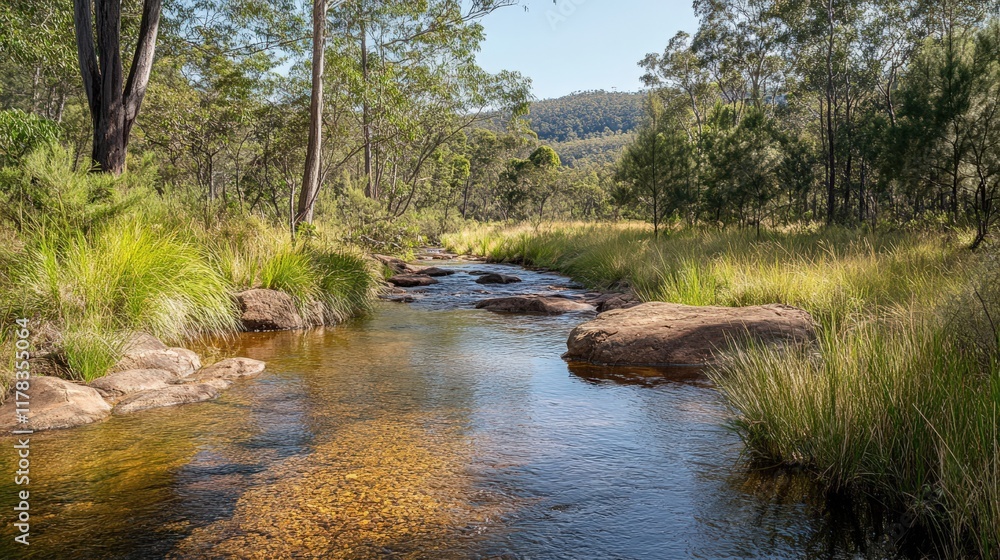 Fototapeta premium A stream of water flows through a forest