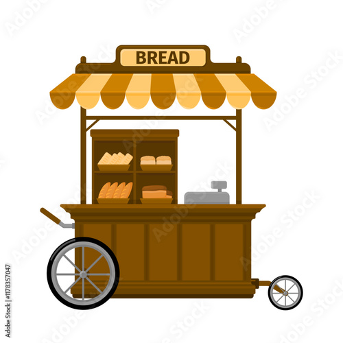 Bread Bakery Outdoor Street Market Display Fair Kiosk Color Illustration Vector Icon
