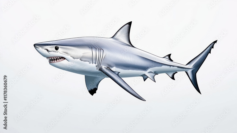 Illustration of a shark swimming in a neutral background. Illustration of a shark swimming in a neutral background.