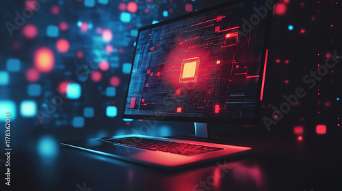 Wallpaper Mural dark Abstract Technology Background with computer Torontodigital.ca