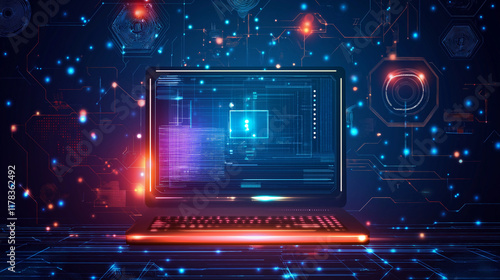 Wallpaper Mural dark Abstract Technology Background with computer Torontodigital.ca