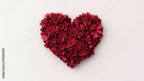 Heart-shaped arrangement of red flowers
