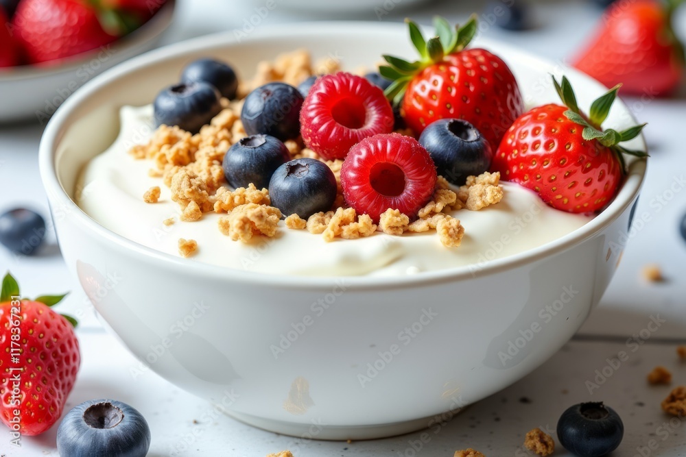 Creamy Yogurt Bowl Topped With Berries And Granola Creamy Yogurt Bowl Topped With Berries And Granola