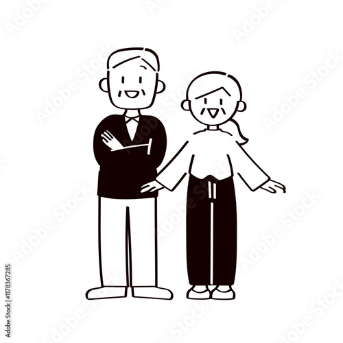 笑顔　シニア夫婦のイラスト