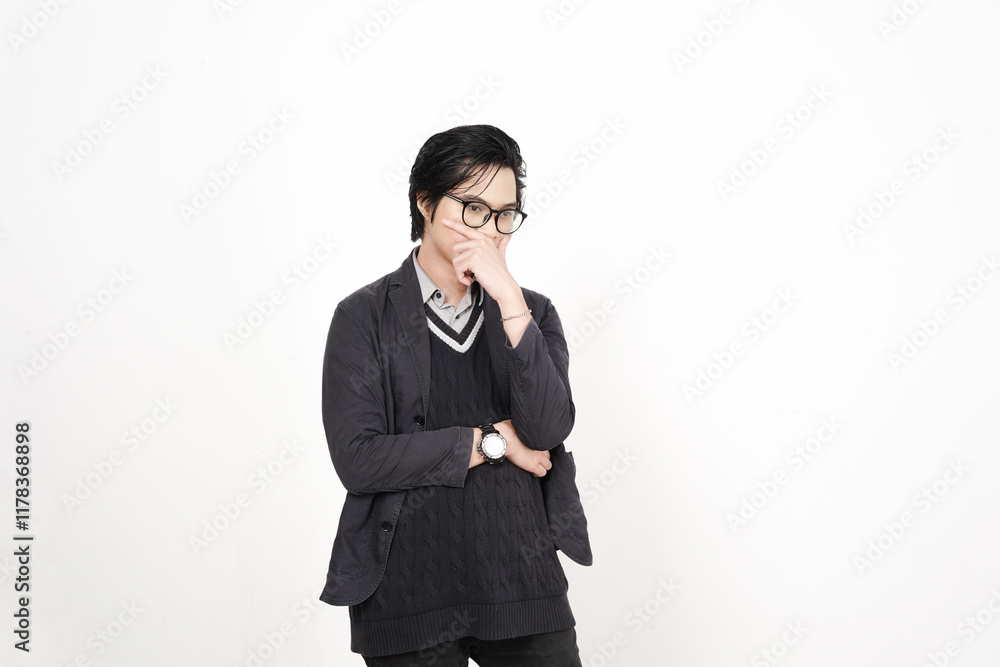 Thinking gesture of Handsome Asian Man Isolated On White Background Thinking gesture of Handsome Asian Man Isolated On White Background