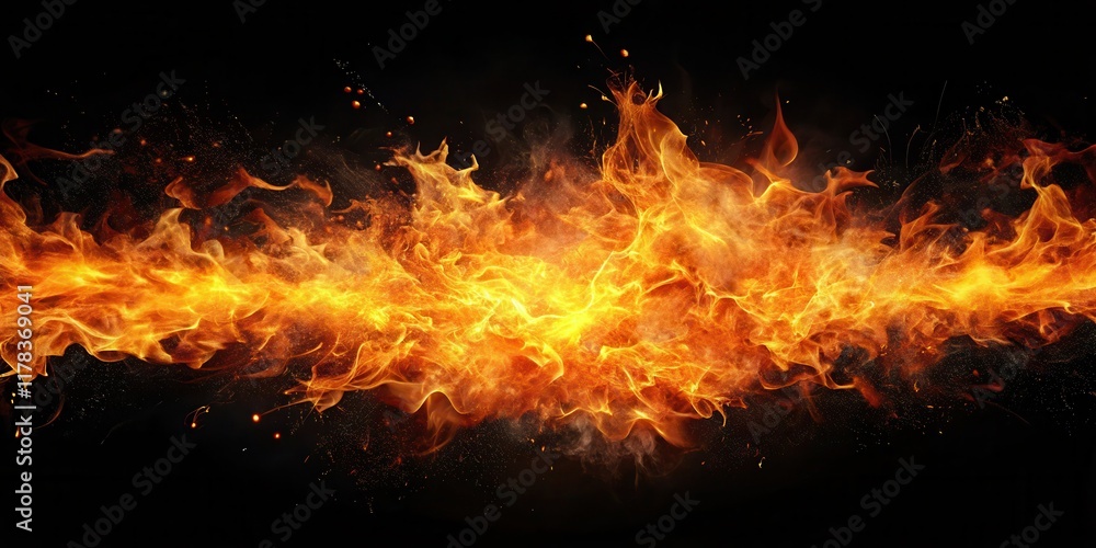Fiery spark on black background , #flame, #lightning Fiery spark on black background , #flame, #lightning