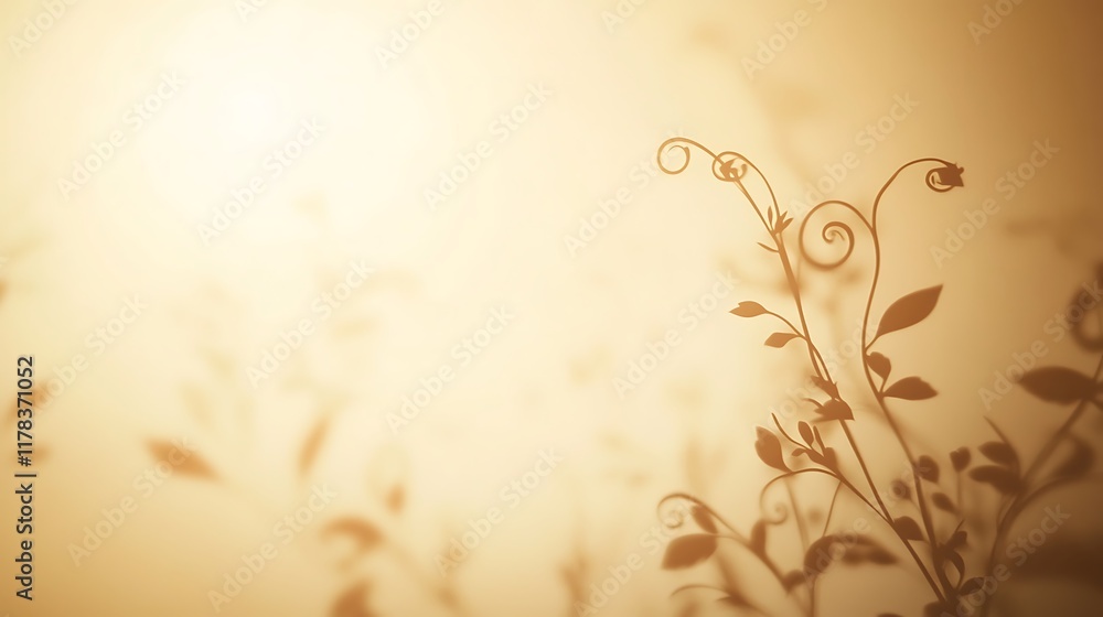 Golden Hour Plant Shadow Silhouette Soft Light Background Golden Hour Plant Shadow Silhouette Soft Light Background