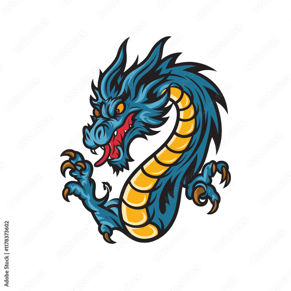 dragon design attacking pose with claws illustration logo dragon design attacking pose with claws illustration logo