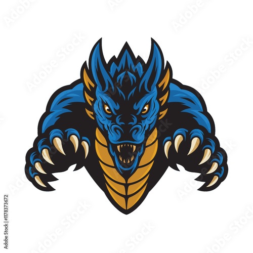 dragon design attacking pose with claws logo illustration