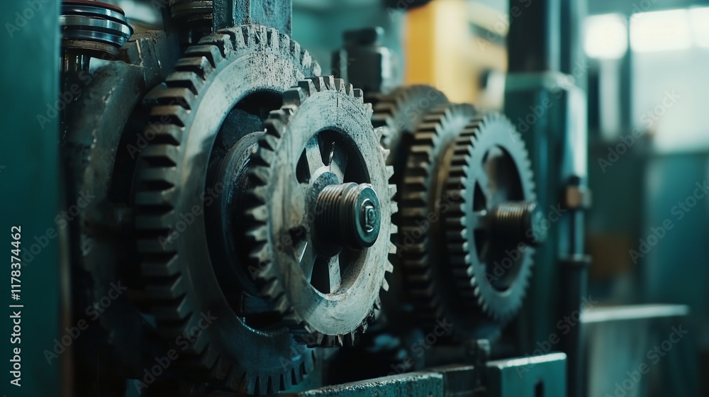 Industrial machinery and engineering mechanism with gears and cogs at work showcasing precision manufacturing technology
Industrial machinery and engineering mechanism with gears and cogs at work showcasing precision manufacturing technology