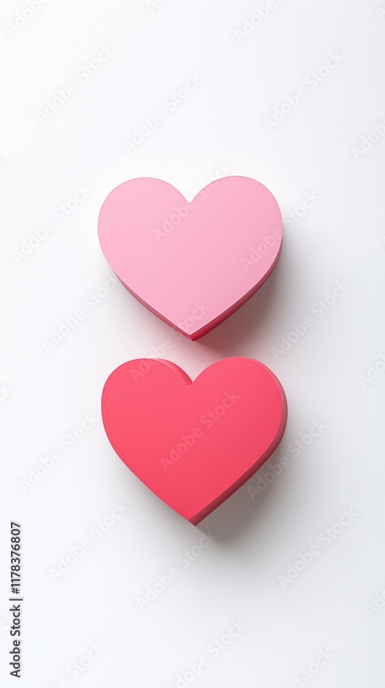 Two colorful heart shapes, one pink and one red, placed on a light background, symbolizing love and affection. Two colorful heart shapes, one pink and one red, placed on a light background, symbolizing love and affection.