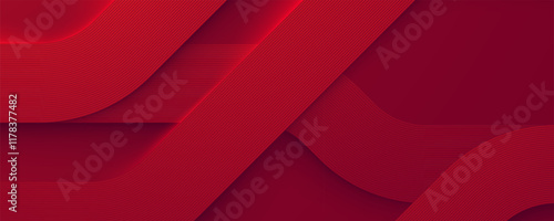 Abstract 3d papercut background red lines texture design vector