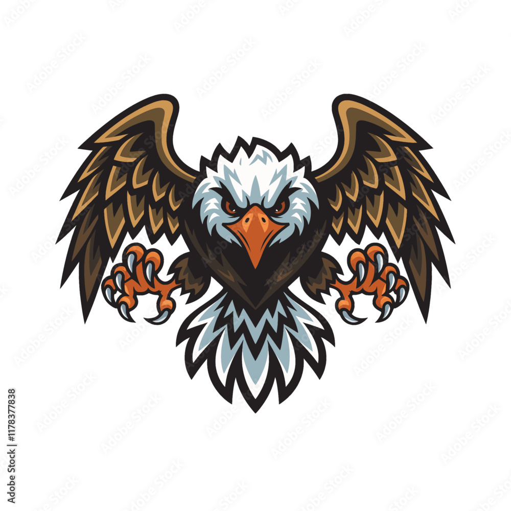Fototapeta premium eagle fliying attacking pose with claws design logo