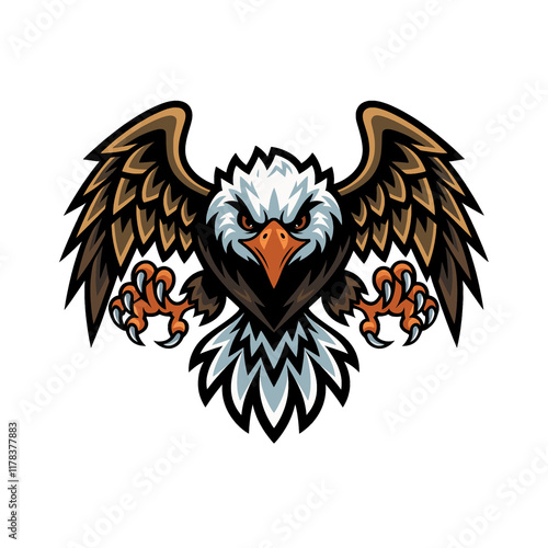 eagle fliying attacking pose with claws design logo photo