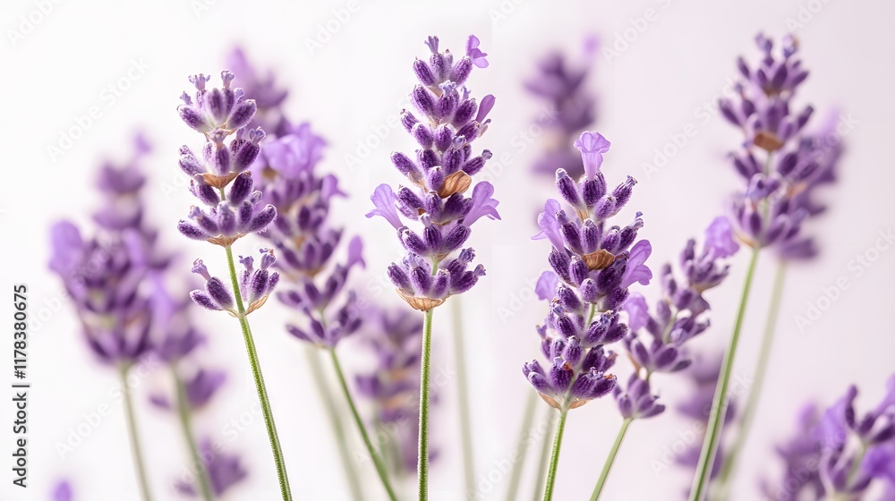 Naklejka premium modern and colorful illustration of beautiful lavender flowers on a white background