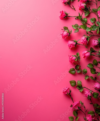 Delicate pink roses bloom against a soft pink backdrop, creating a romantic atmosphere perfect for expressing love on Valentine's Day.