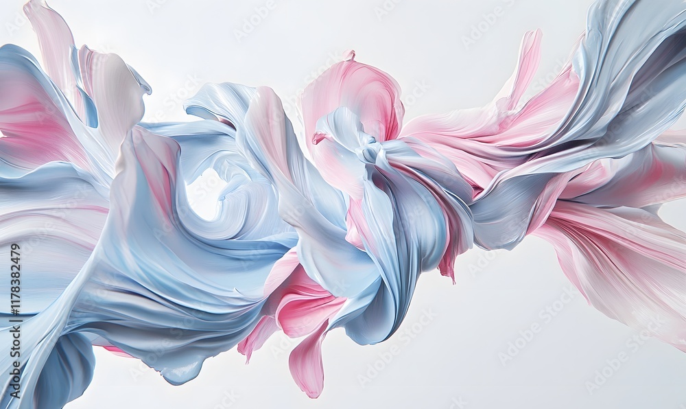 Obraz premium Abstract swirling pastel pink and blue fabric.