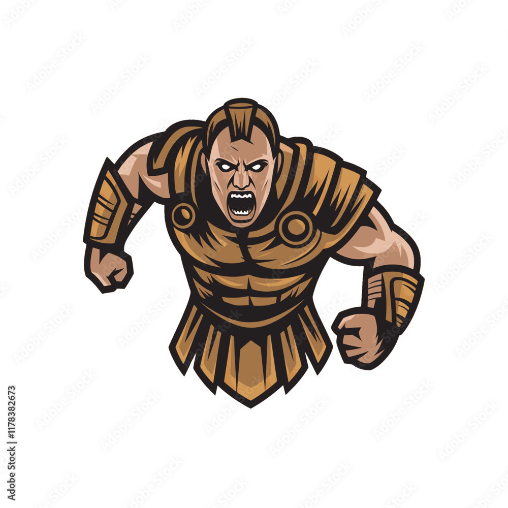Fototapeta premium gladiator fierce wild pose design illustration logo