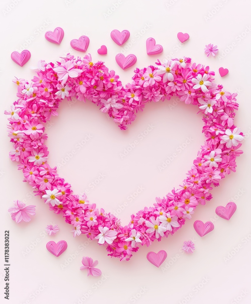 A vibrant heart crafted from colorful flowers and adorned with delicate hearts, symbolizing love and affection on Valentine's Day. A vibrant heart crafted from colorful flowers and adorned with delicate hearts, symbolizing love and affection on Valentine's Day.