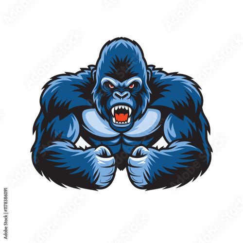 gorilla wild design attacking with punch illustration logo