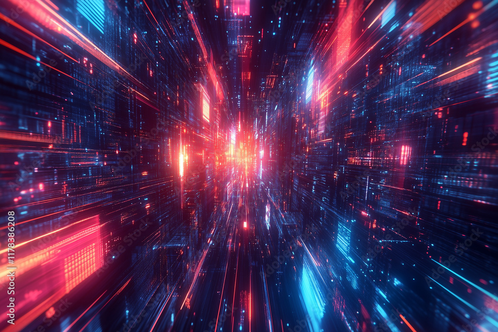 Fototapeta premium Futuristic Urban Architecture with Neon Lights and Sci-Fi High-Tech Cityscape Design