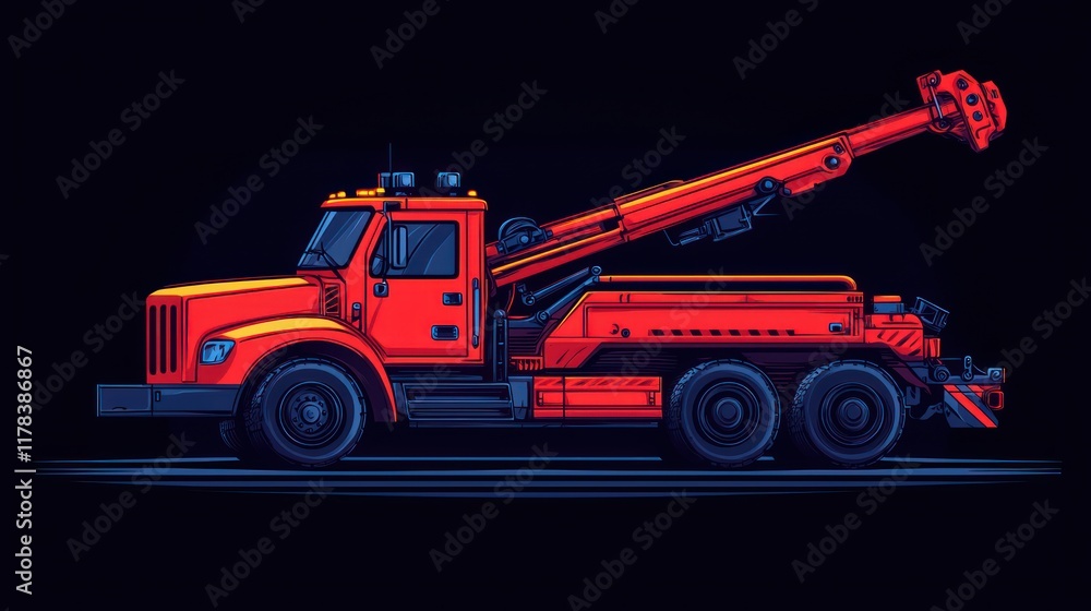 Naklejka premium Powerful Red Wrecker Truck Illustration