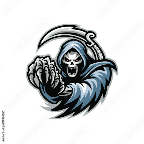 grim reaper angry attacking with claws design logo on white background
