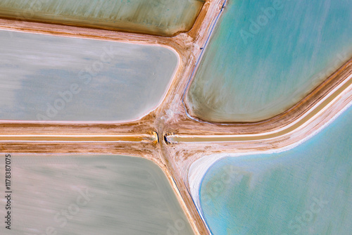 Aerial view of salt mine in Shark Bay, Western Australia
