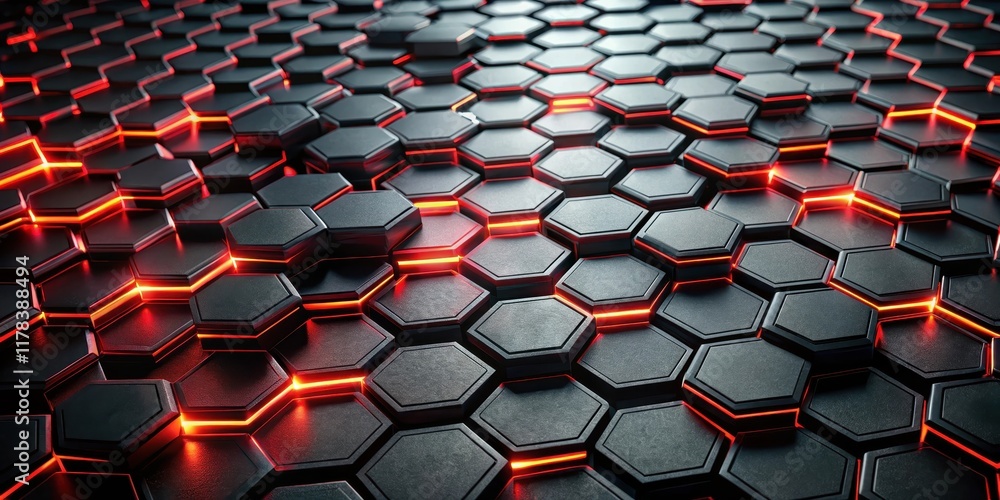 Obraz premium Abstract Hexagonal Pattern with Glowing Edges A Technological Background Image