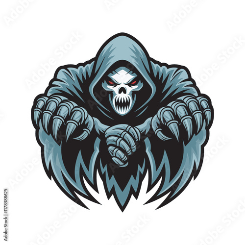 grim reaper attacking with claws illustration logo on white background