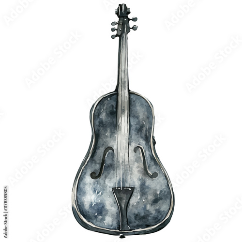 A watercolor of an electric bass case, isolated on a white background. Electric bass case vector.
