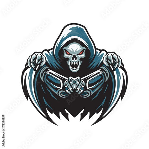 grim reaper fierce attacking with claws logo on white background