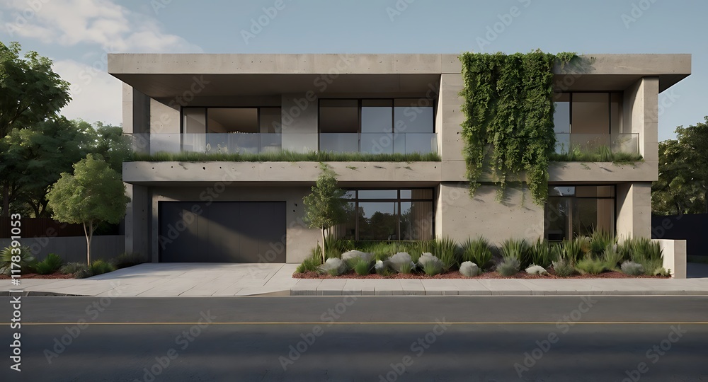 3d rendering of modern house with cutaway showing interior design and garage for car, front view. all white color. panoramic window overlooking the sea or ocean.
