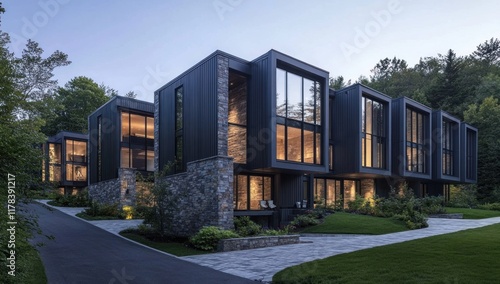 Wallpaper Mural Modern luxury townhouses at dusk. Torontodigital.ca
