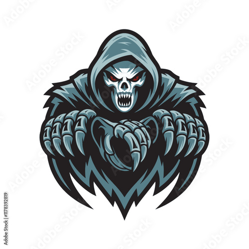 grim reaper scary attacking with claws design logo on white background