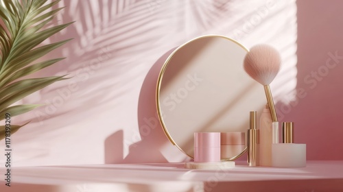 Make up product with mirror mockup photo