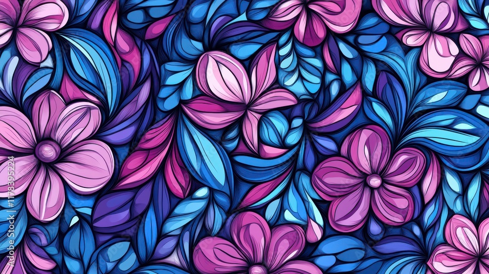 Light pink and blue vector doodle pattern with flowers and leaves. Abstract glittering illustration with leaves and flowers. Template for business cards and websites. Light pink and blue vector doodle pattern with flowers and leaves. Abstract glittering illustration with leaves and flowers. Template for business cards and websites.