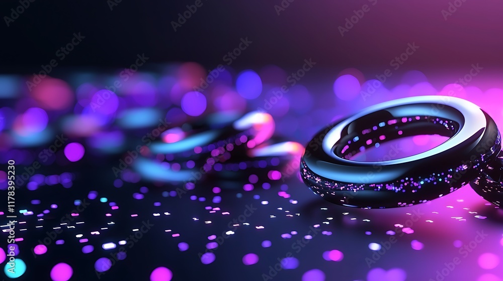 custom made wallpaper toronto digitalAbstract dark background with glowing rings and bokeh.