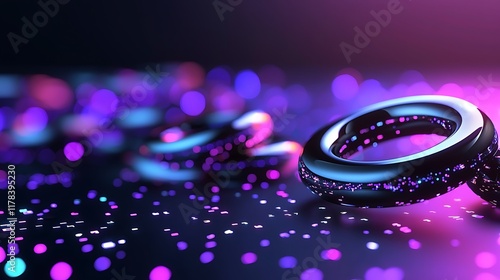 Wallpaper Mural Abstract dark background with glowing rings and bokeh. Torontodigital.ca